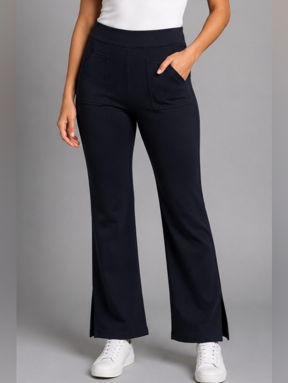 Maeve Anthropologie Eve Flare Pull-On Front Pockets Pants OB1430211 Black Large - Picture 5 of 16